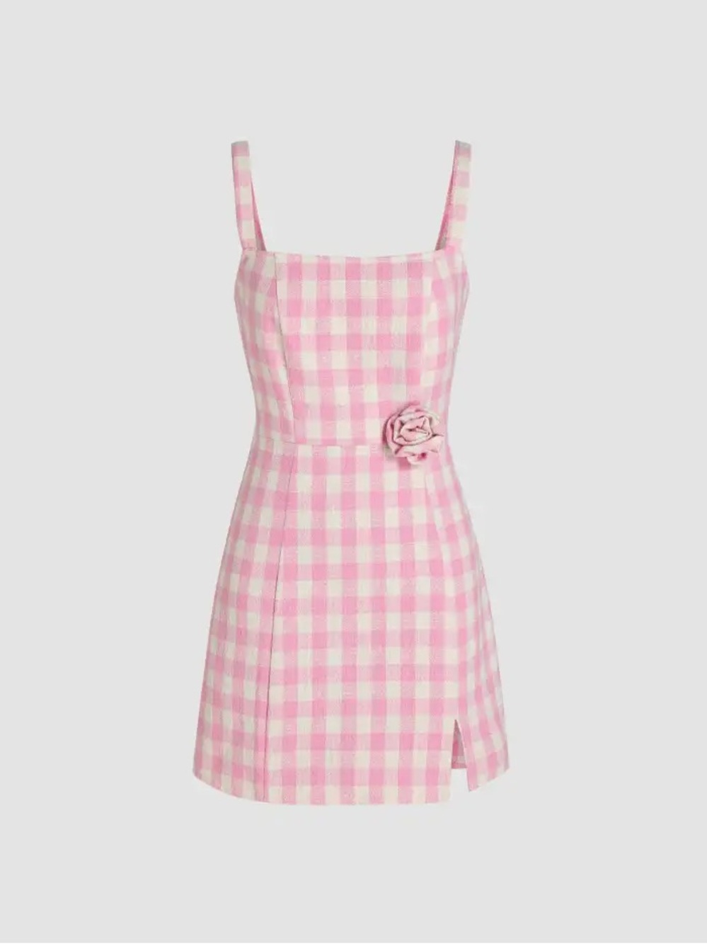 Cider Pink and Cream Gingham Sheath Dress with Rosette Accent